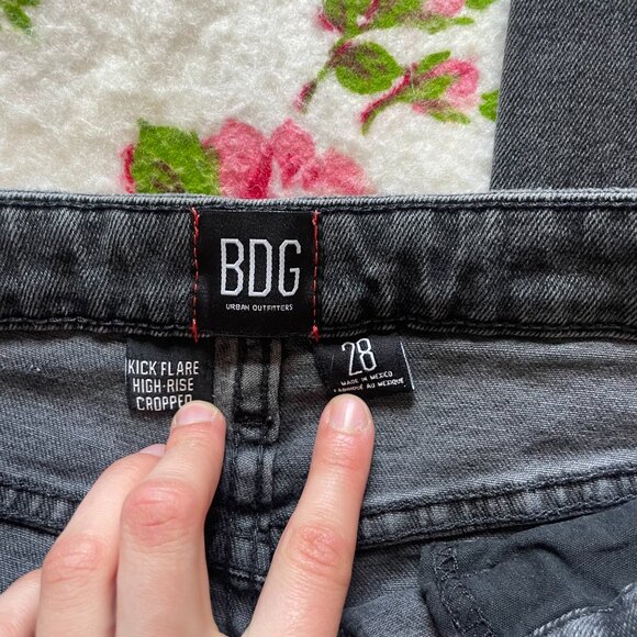 Black denim BDG high rise kick ankle flare straight jeans! - Picture 10 of 12